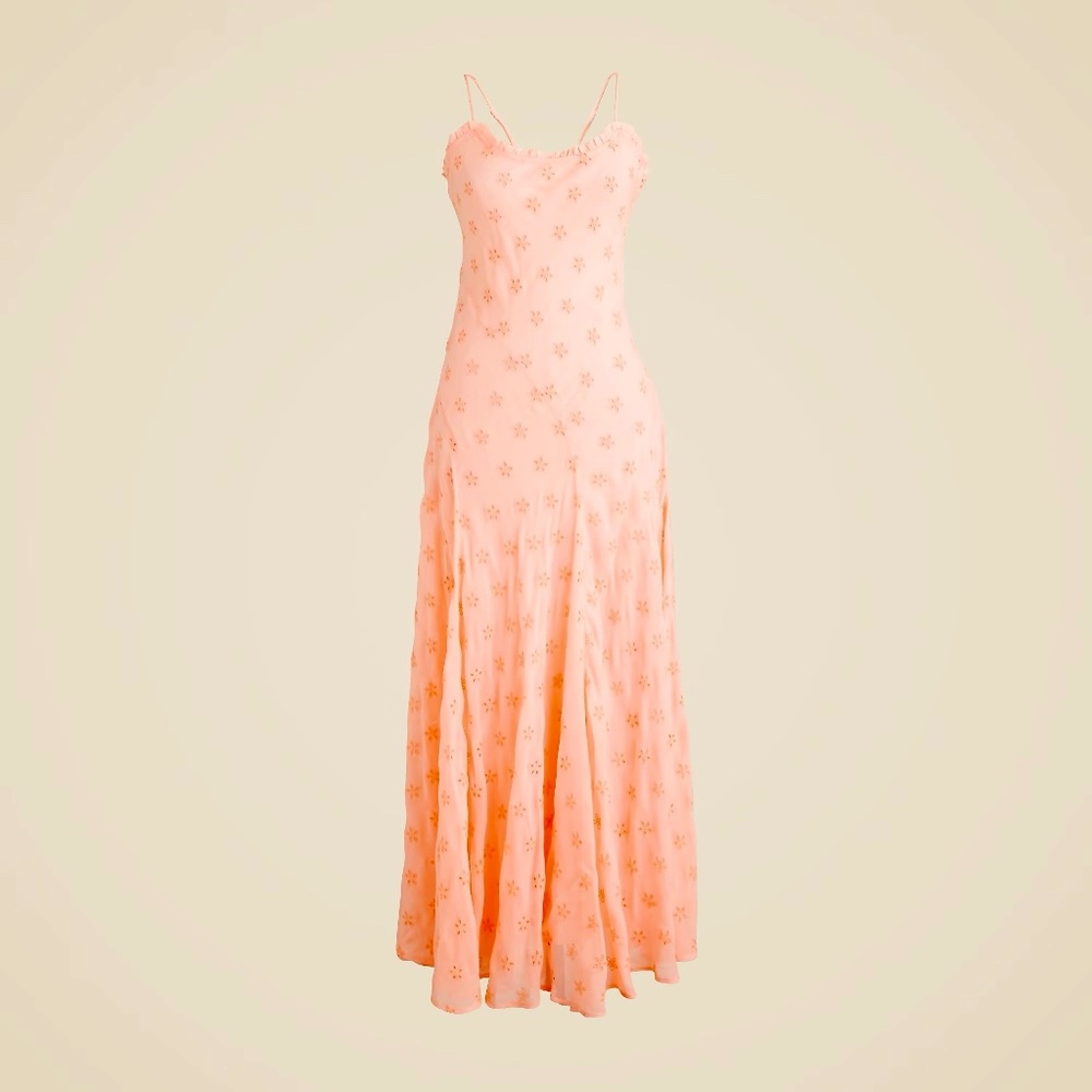 NWT!! J. CREW Collection Eyelet Maxi Slip Dress Blushed Peach Pink Fairy Size 6 - Picture 11 of 16